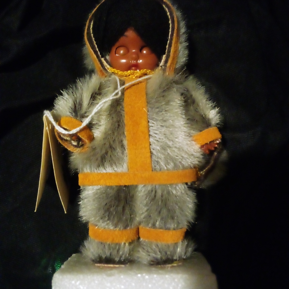 Indien Art Eskimo Big Eyes Doll Vintage Native Canada